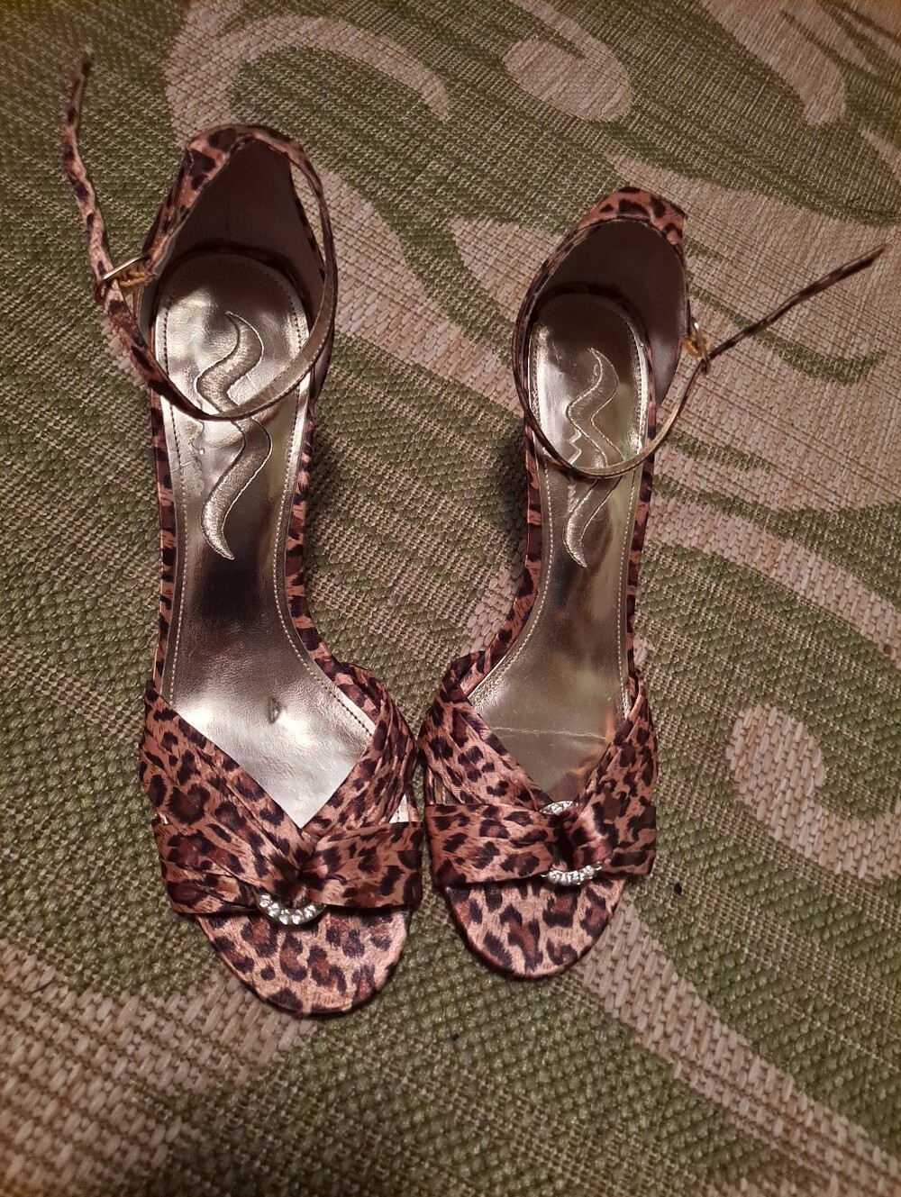 Nina Leopard Print Ankle-Strap Women's Heels